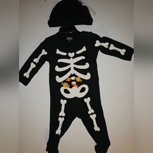 Carter's Baby Skeleton Sleep and Play Footsie & Hat Size 6 Months NWT